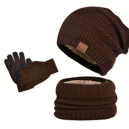 Wintermuts Heren - 3-Delige Set met Nekwarmer - Touchscreen Handschoenen