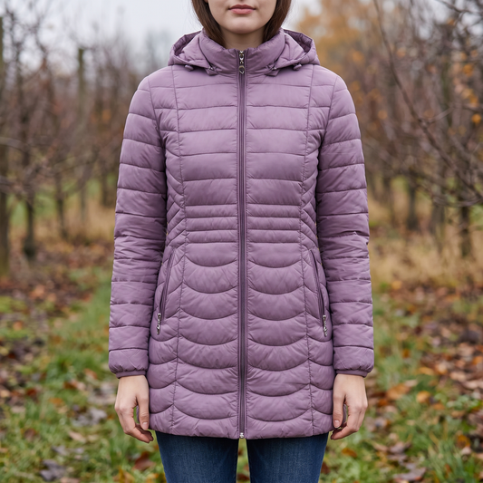 Lange dames winterjas met afneembare capuchon