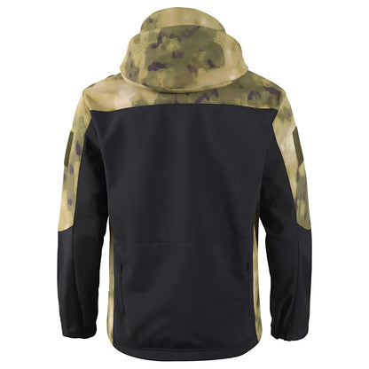 Gevoerde softshell jas heren met capuchon in camouflage