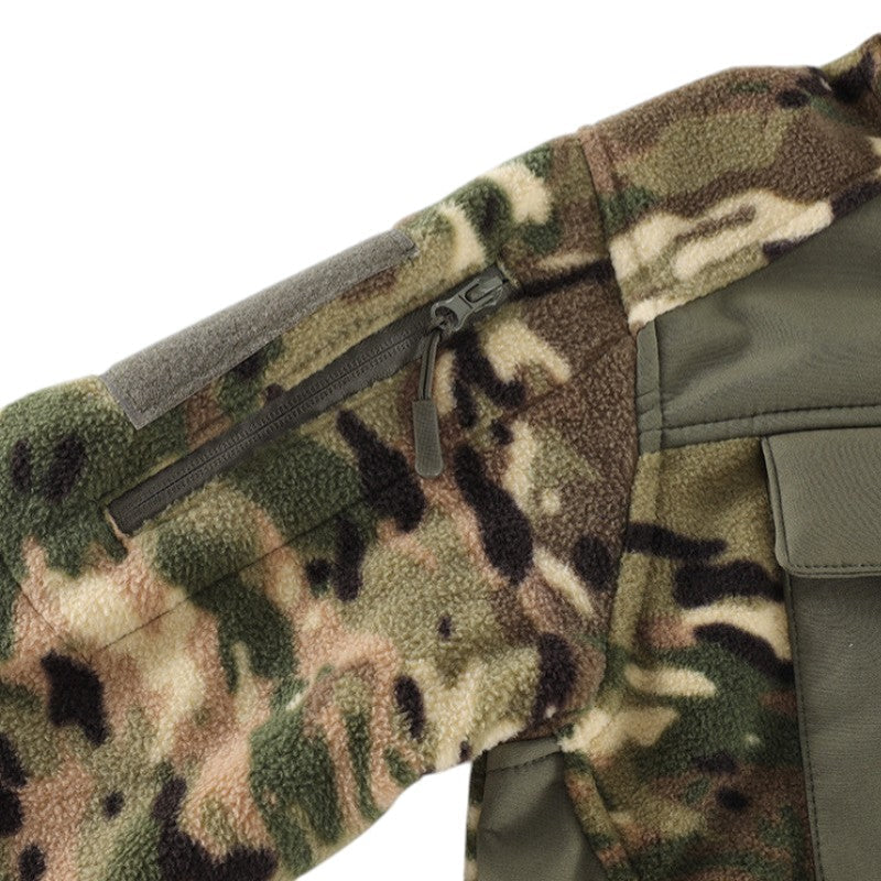 Heren fleecevest tactisch met capuchon in camouflage