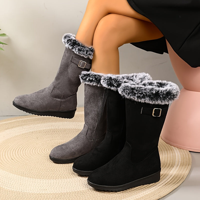 Wadenhoge snowboots dames met bontkraag