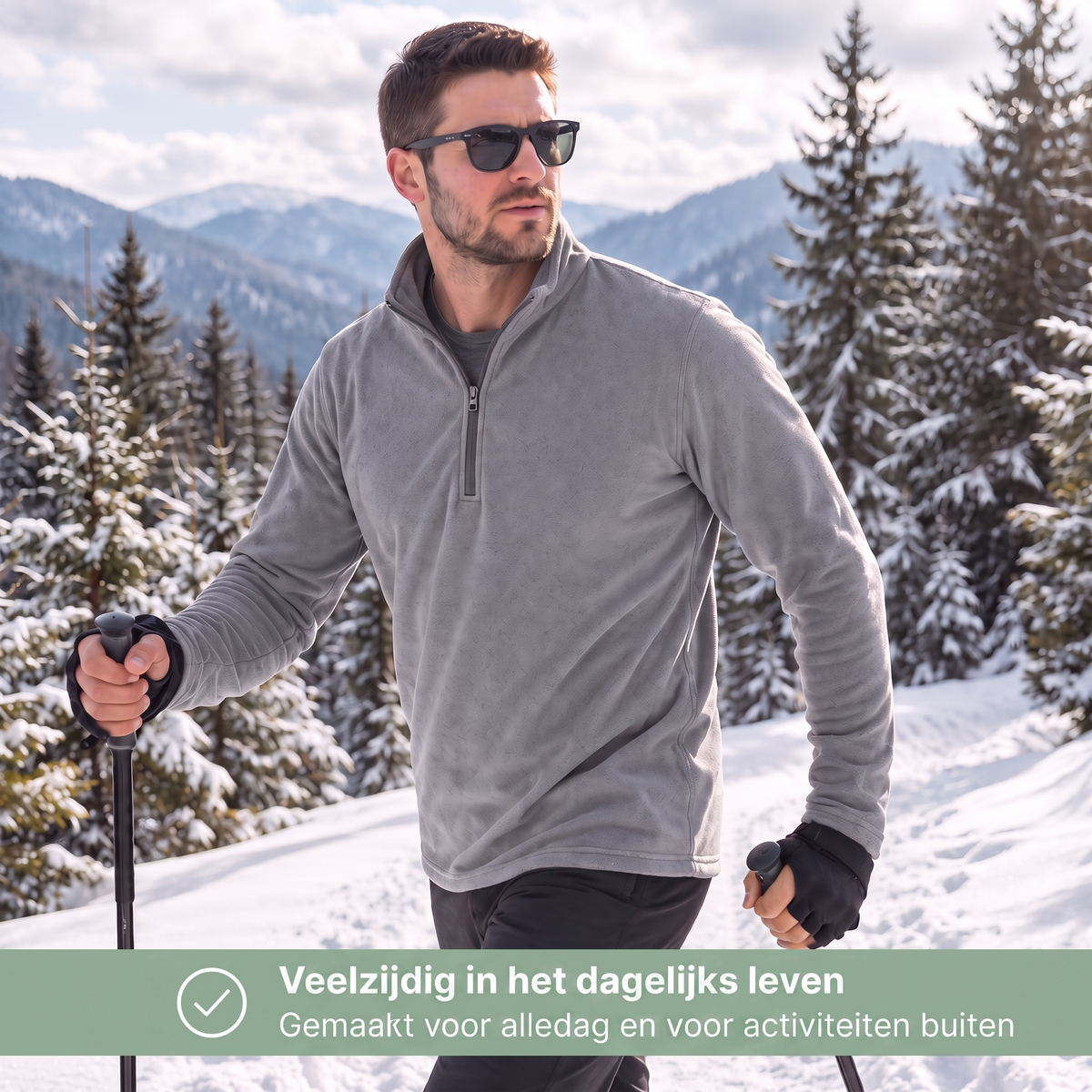 Fleece Trui Heren - Halve Rits - Stretch