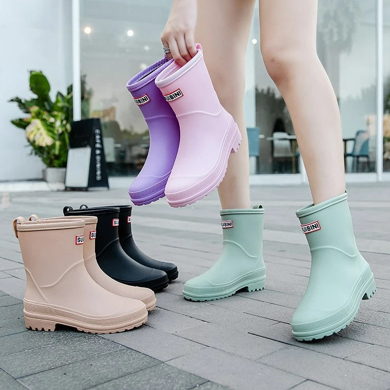 Regenlaarzen Dames - Halfhoog & Waterdicht - Antislip Profielzool
