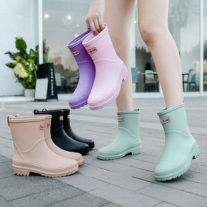 Regenlaarzen Dames - Halfhoog & Waterdicht - Antislip Profielzool