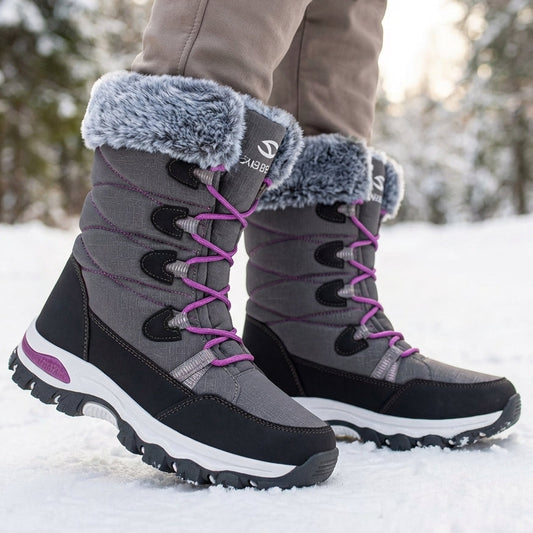 Snowboots Dames Enkelhoog - Waterdicht & Gevoerd - Met Veters