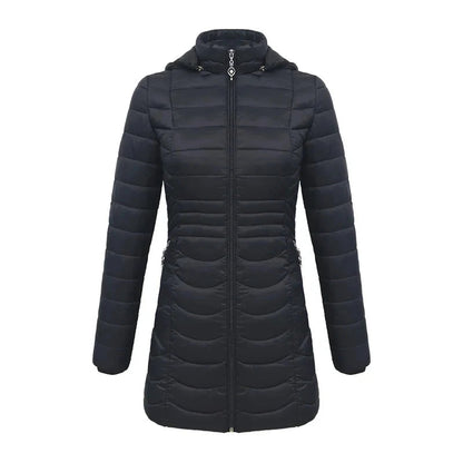 Lange dames winterjas met afneembare capuchon
