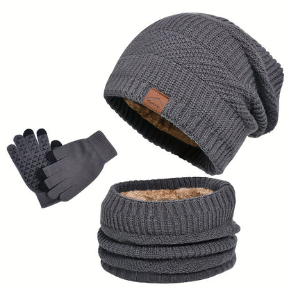 Wintermuts Heren - 3-Delige Set met Nekwarmer - Touchscreen Handschoenen