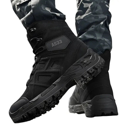 Militaire schoenen heren met hoge schacht en antislipzool