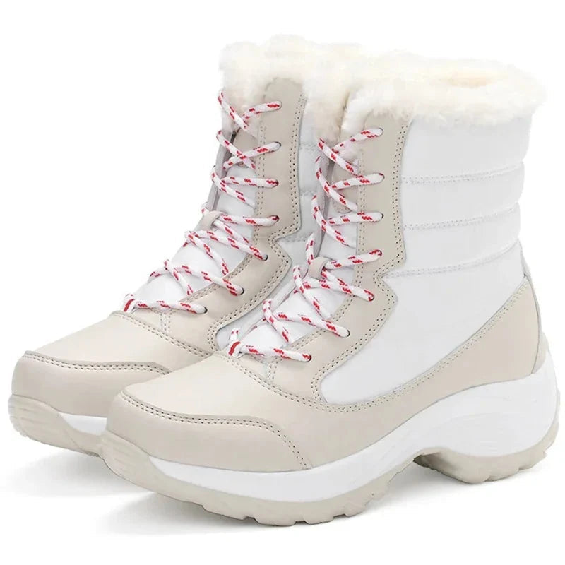Snowboots dames met plateauzool in beige