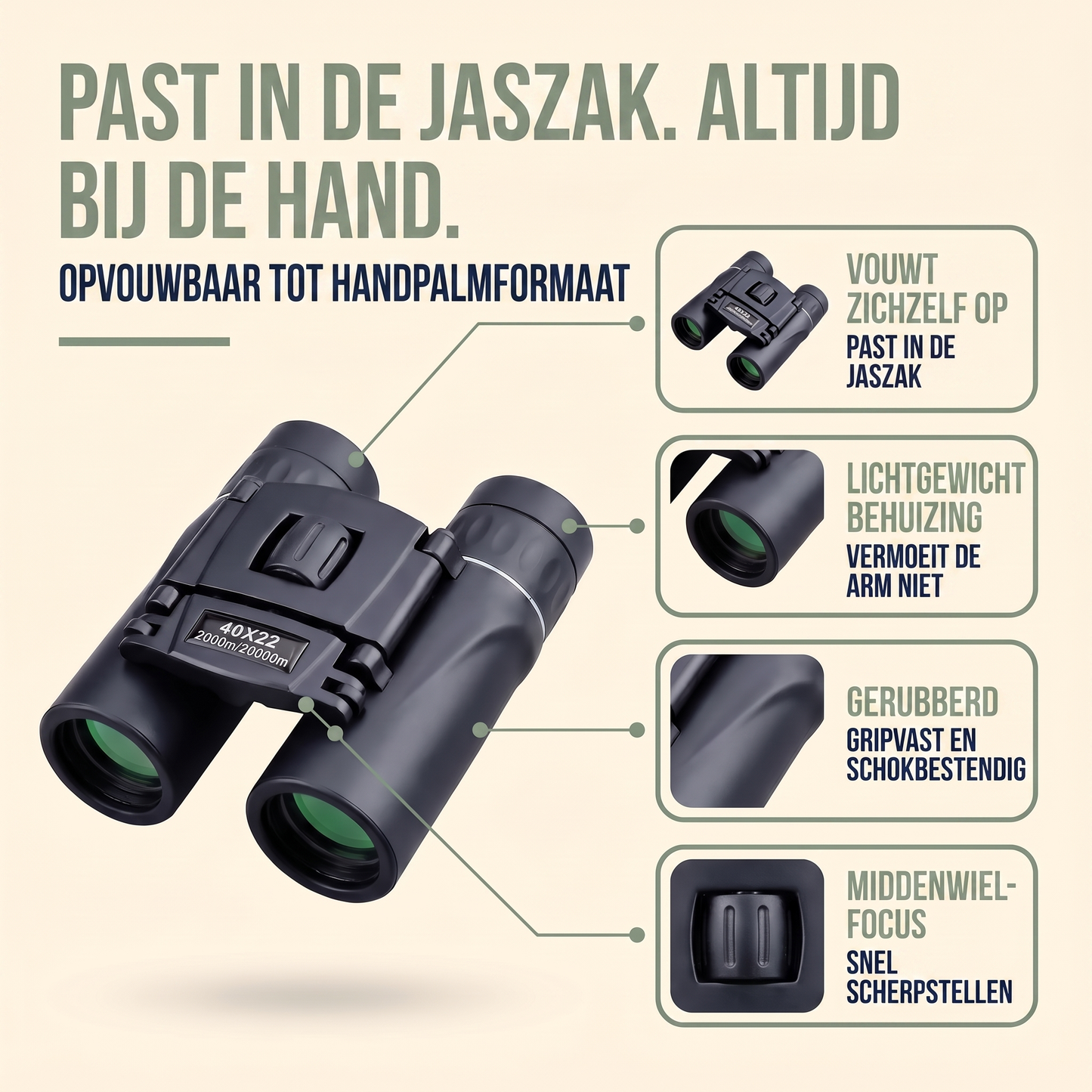 Verrekijker Compact - 40x22 HD - Opvouwbaar