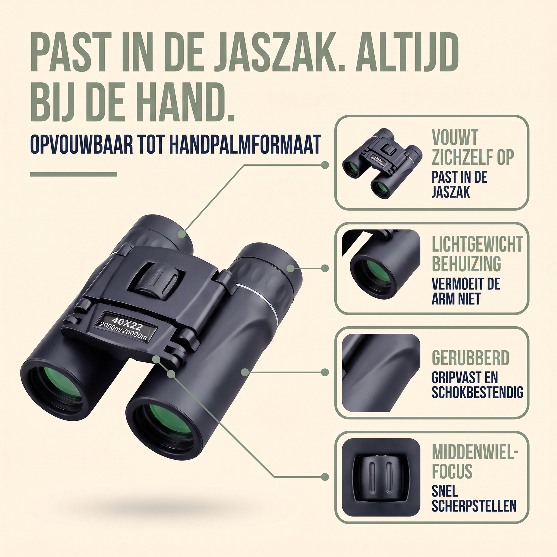 Verrekijker Compact - 40x22 HD - Opvouwbaar