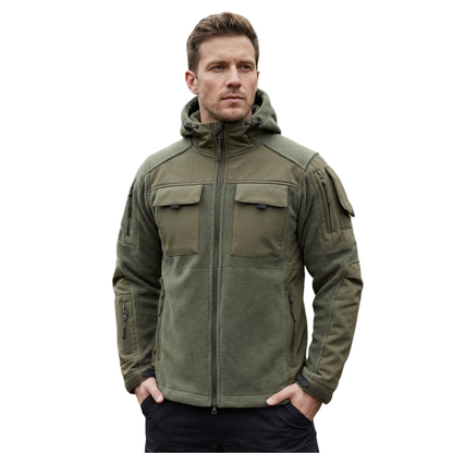 Heren fleecevest tactisch met capuchon in camouflage