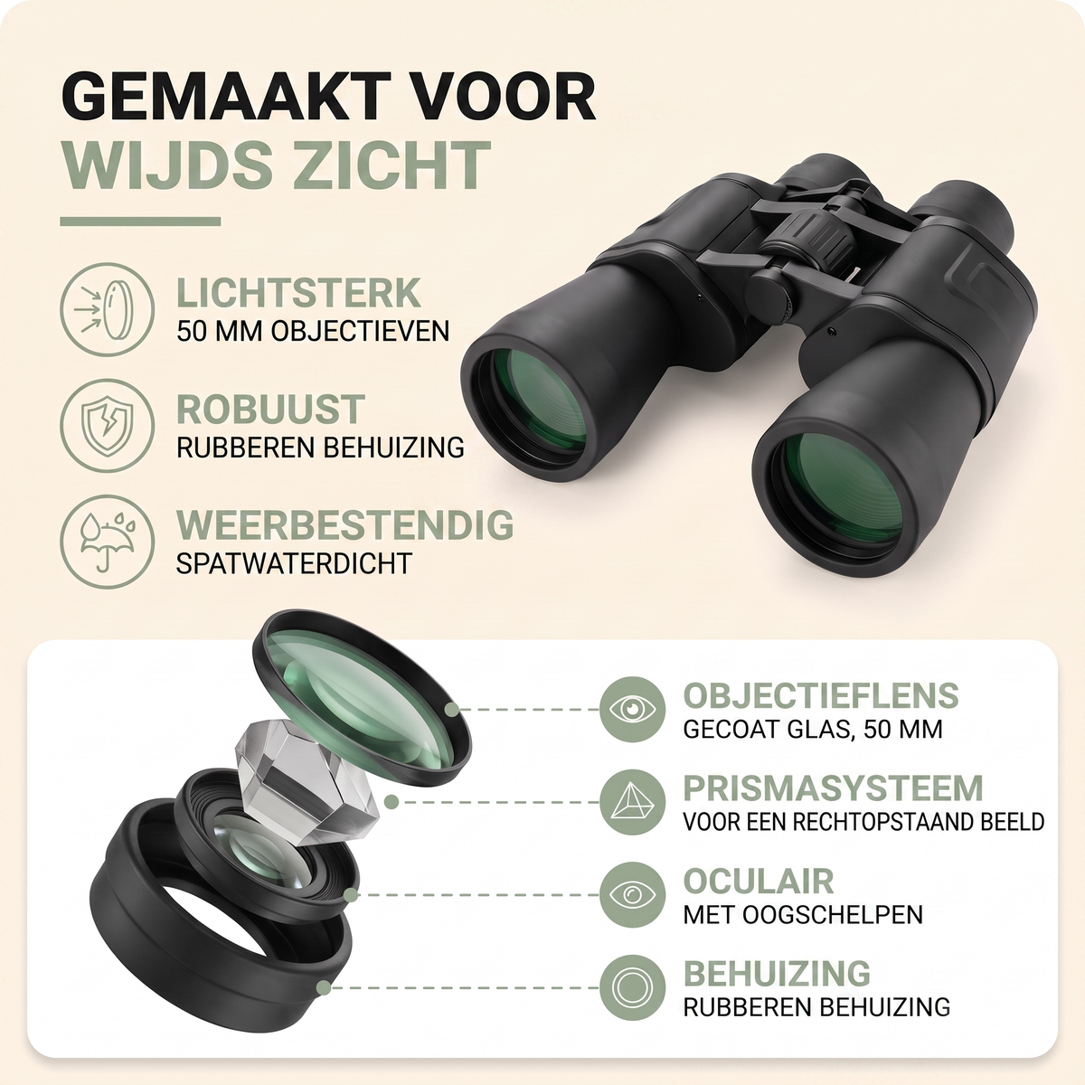 Verrekijker 20x50 - Grote Reikwijdte - Voor Jacht & Natuur