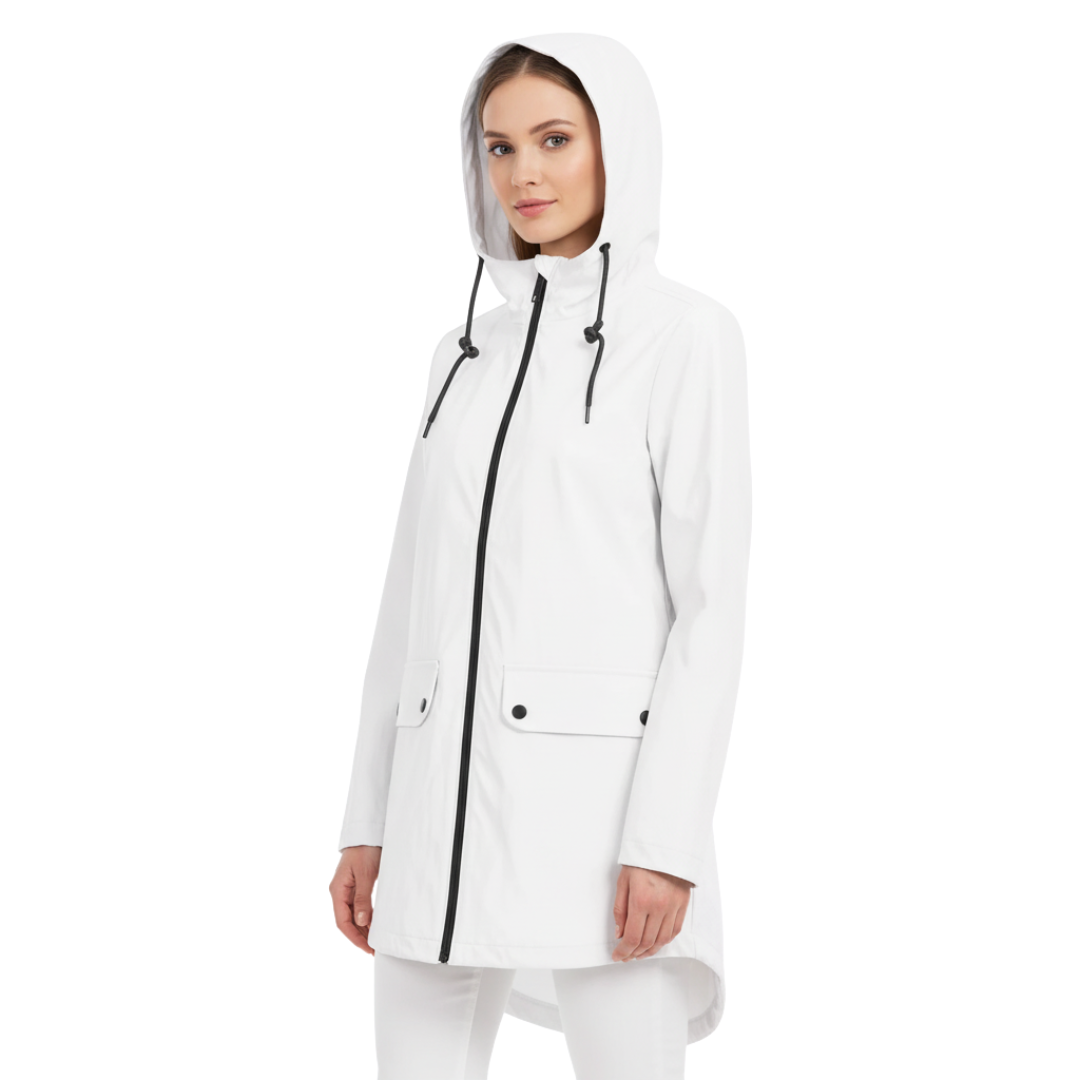 Lange Regenjas Dames Licht - Elegante Overgangsjas met Capuchon