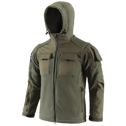 Heren fleecevest tactisch met capuchon in camouflage