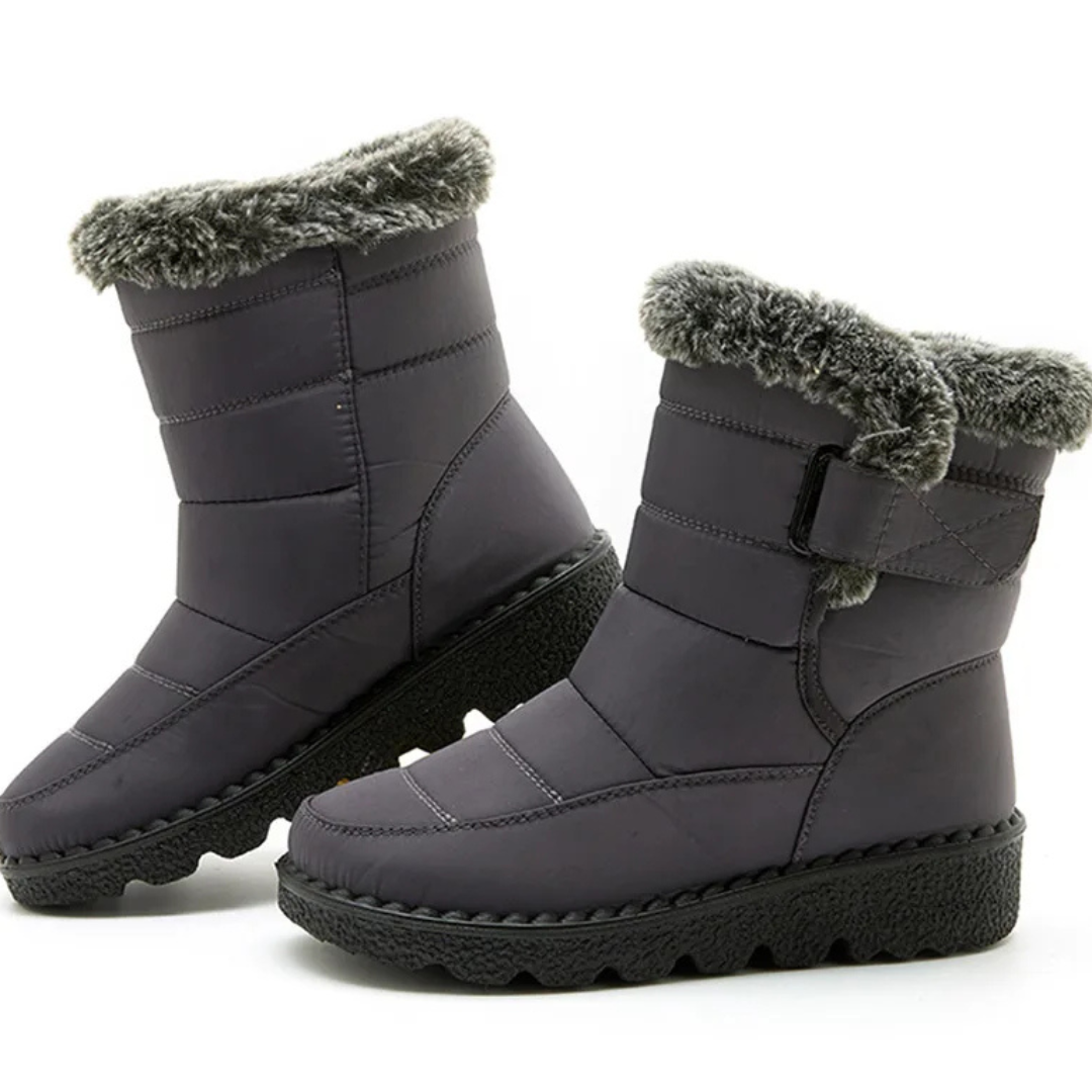 Snowboots Dames - Waterdicht met Pluche Voering - Instapper met Imitatiebont