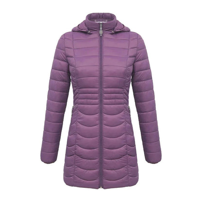 Lange dames winterjas met afneembare capuchon