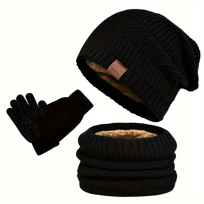Wintermuts Heren - 3-Delige Set met Nekwarmer - Touchscreen Handschoenen