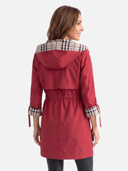 Tussenjas met capuchon voor dames, parka met geruite voering