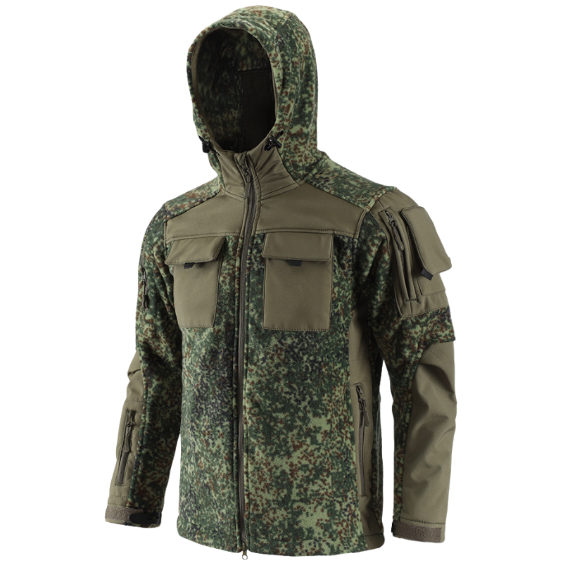Heren fleecevest tactisch met capuchon in camouflage