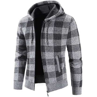 Gevoerd heren vest met capuchon en ruitpatroon
