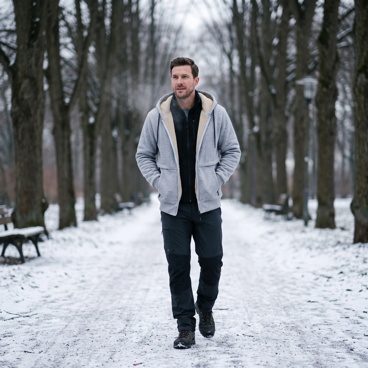 Hoodie met Rits Heren – gedragen in de winter