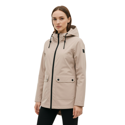 Lange Regenjas Dames Licht - Elegante Overgangsjas met Capuchon