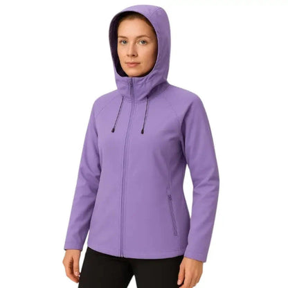 Gevoerde softshell jas dames met capuchon in roze