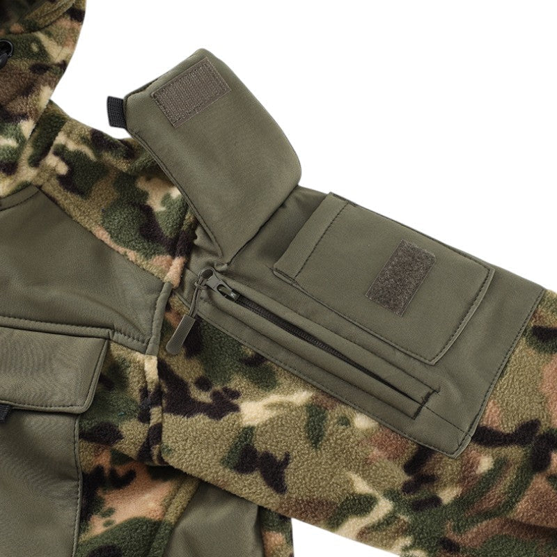 Heren fleecevest tactisch met capuchon in camouflage