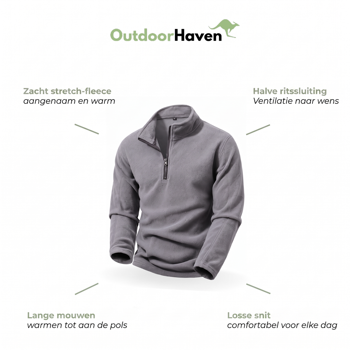 Fleece Trui Heren - Halve Rits - Stretch