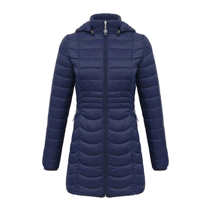 Lange dames winterjas met afneembare capuchon