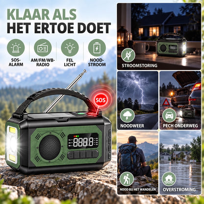 Noodradio voor stroomstoring, noodweer, pech en overstroming
