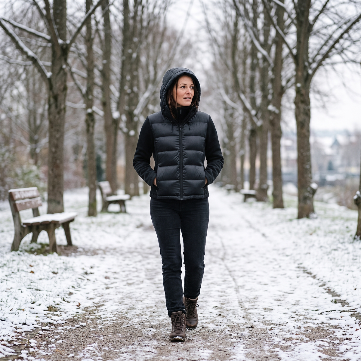 Gewatteerde Jas Dames – in gebruik buiten