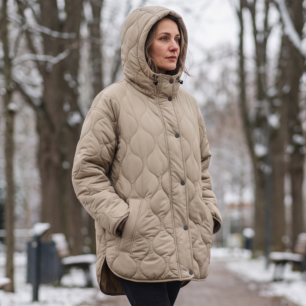 Gewatteerde Lange Jas Dames - Waterdicht & Winddicht - Met Capuchon