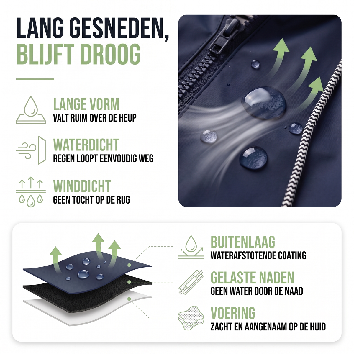 Lange regenjas dames lang gesneden blijft droog