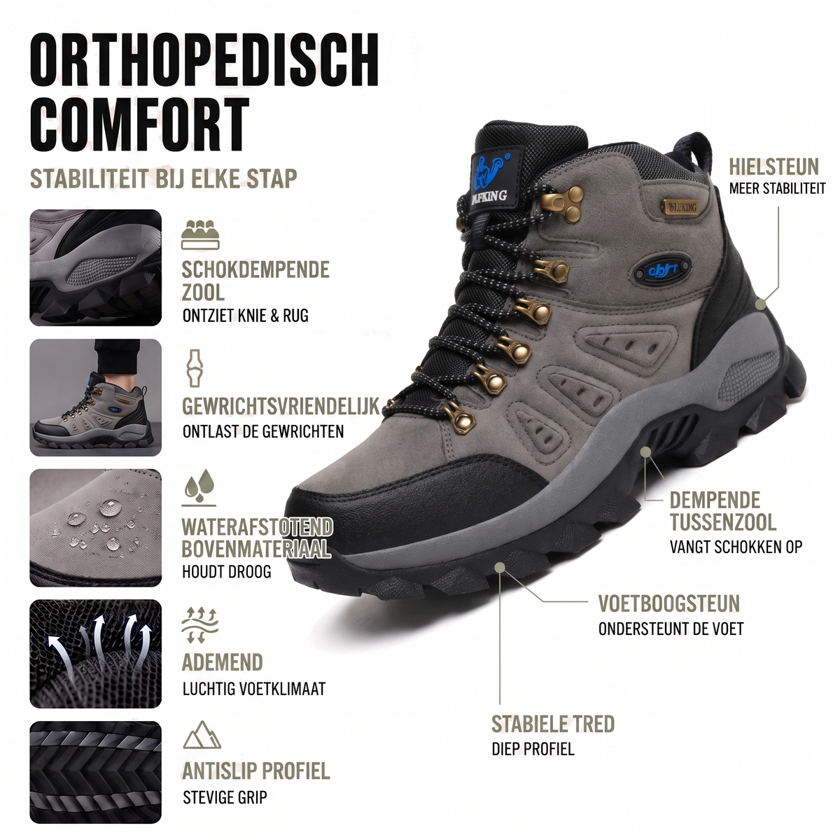 Wandelschoenen heren orthopedisch comfort
