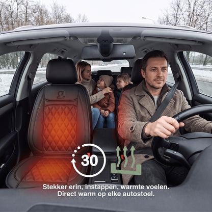 Stoelverwarming auto in gebruik – na ongeveer 30 seconden warm