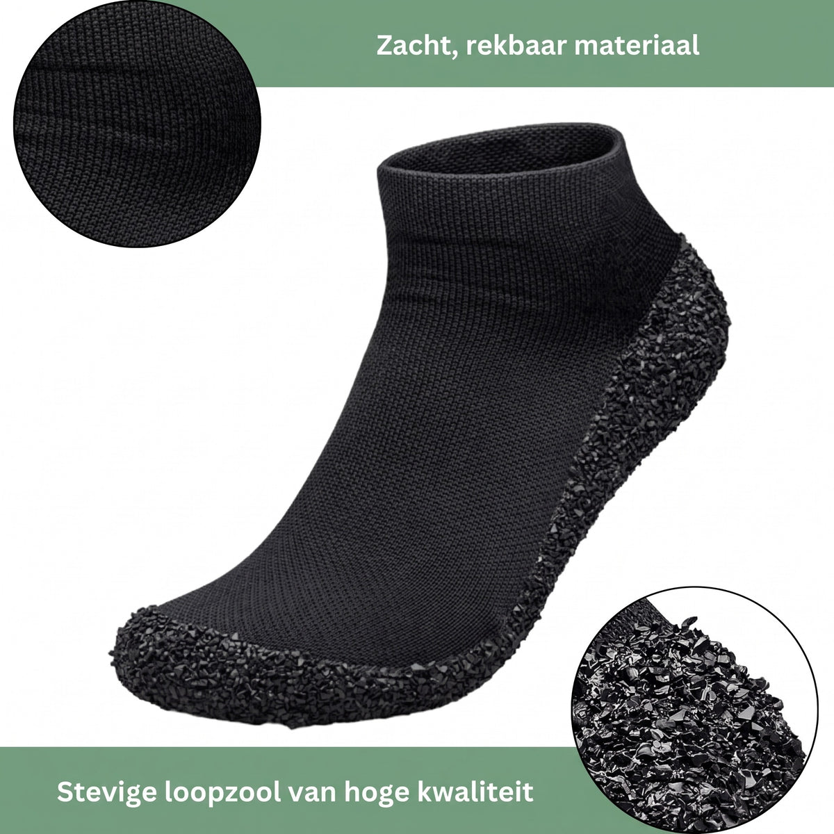 Barefoot schoenen zwart – zacht, rekbaar materiaal en stevige loopzool
