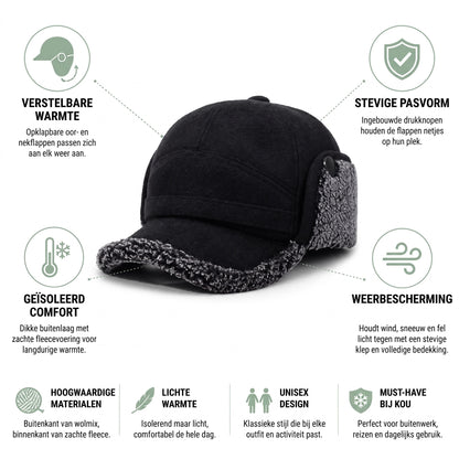 Wintermuts met Klep - Pet met Oorflappen - Fleecevoering & Nekflap – 3