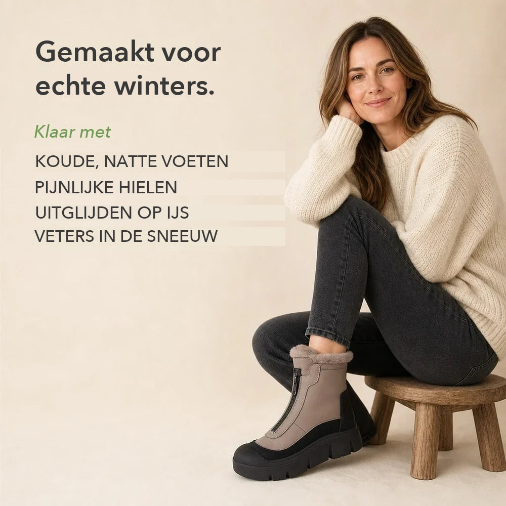 Snowboots Dames - Gevoerde Winterlaarzen met Rits - Profielzool – 8