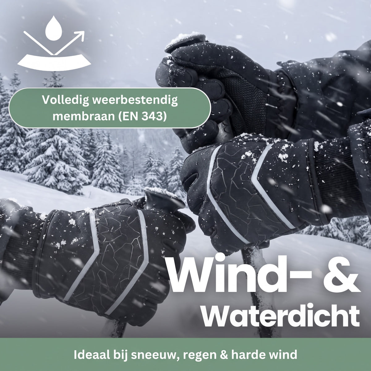 Wind- en waterdichte handschoenen om skistokken in de sneeuwstorm