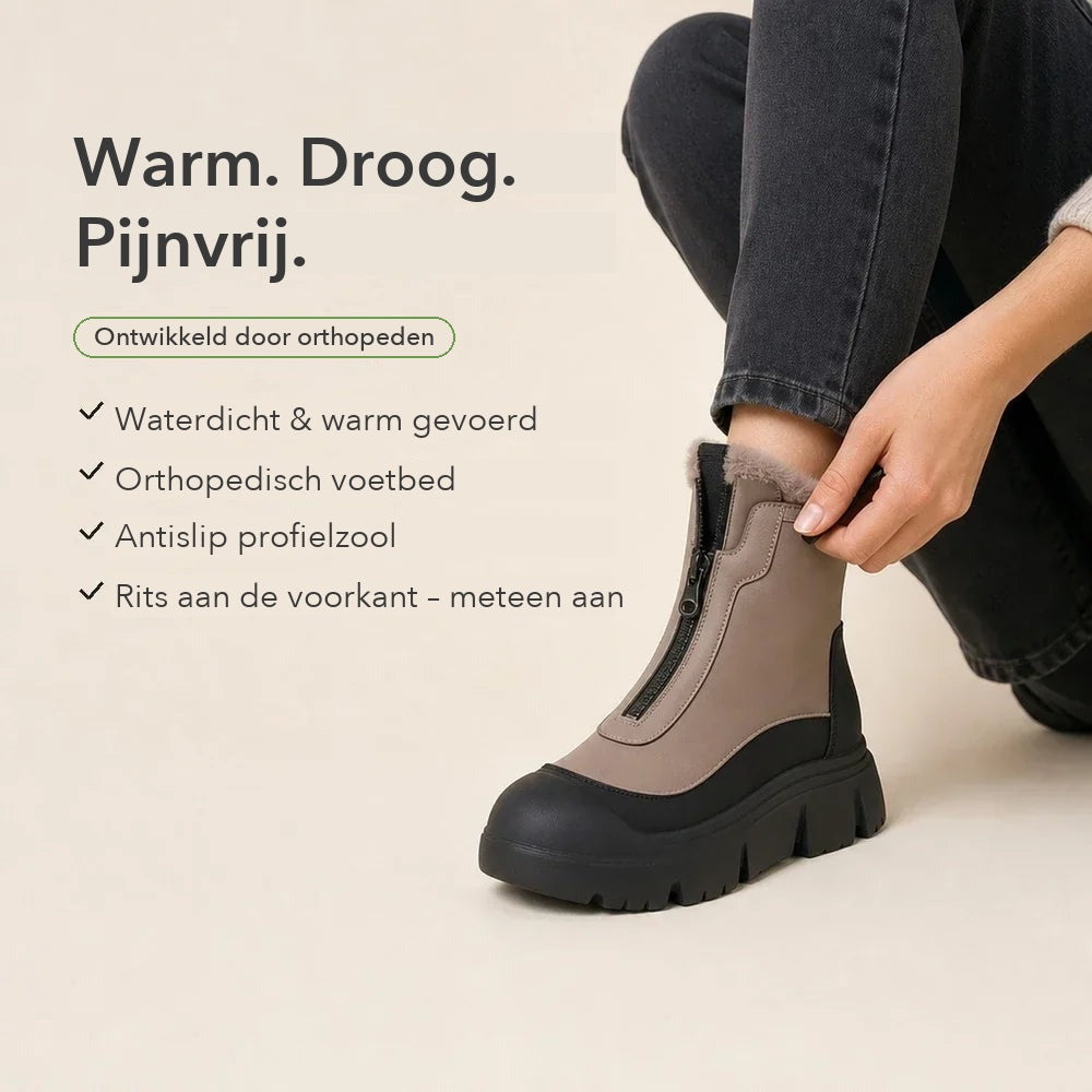 Snowboots Dames - Gevoerde Winterlaarzen met Rits - Profielzool – 6