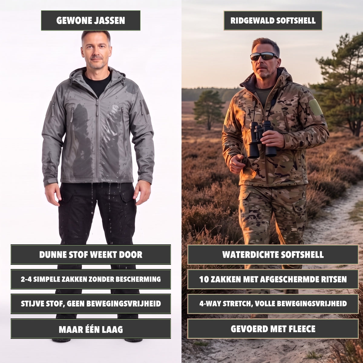 Softshell Jas Heren Camouflage – vergelijking met gewone jas