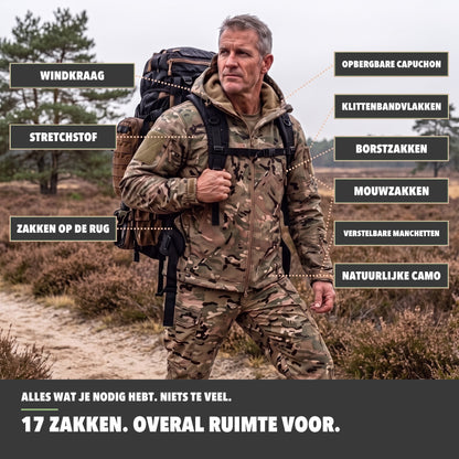 Softshell Jas Heren Camouflage – 17 zakken in één oogopslag