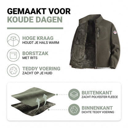 Fleece vest heren opbouw: buiten polyester fleece, binnen dichte teddy voering