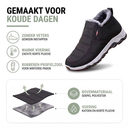 Winterschoenen dames gevoerd – opbouw: soepel polyester en voering van katoen en korte pluche