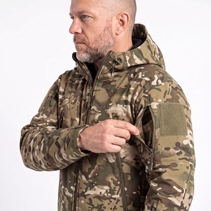 Softshell Jas Heren Camouflage – mouwzak met klittenbandvlak