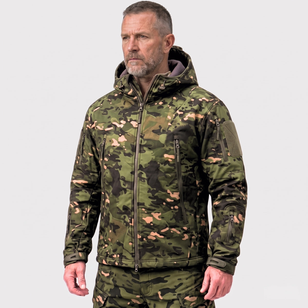 Softshell Jas Heren Camouflage – Camouflage Bosgroen