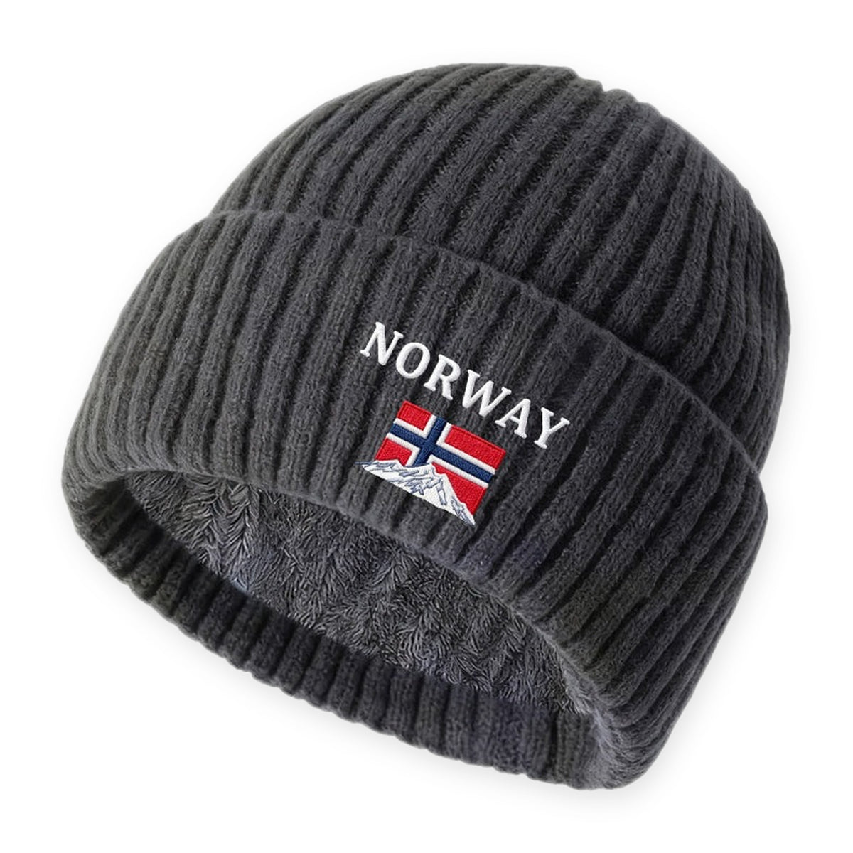 Wintermuts heren, kleur: donkergrijs, met NORWAY-borduursel op witte achtergrond
