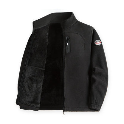 Fleece vest heren in zwart met opstaande kraag en rits